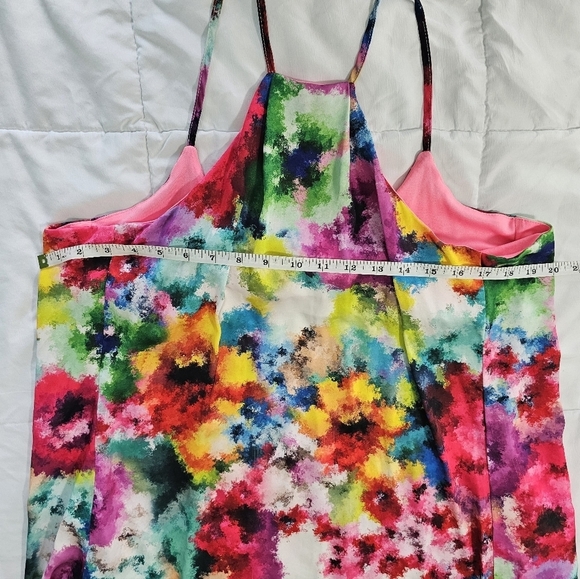 Nicole Miller NY Woman's Maxi Dress L Colorful Watercolor Floral Boho Summer - Picture 8 of 9